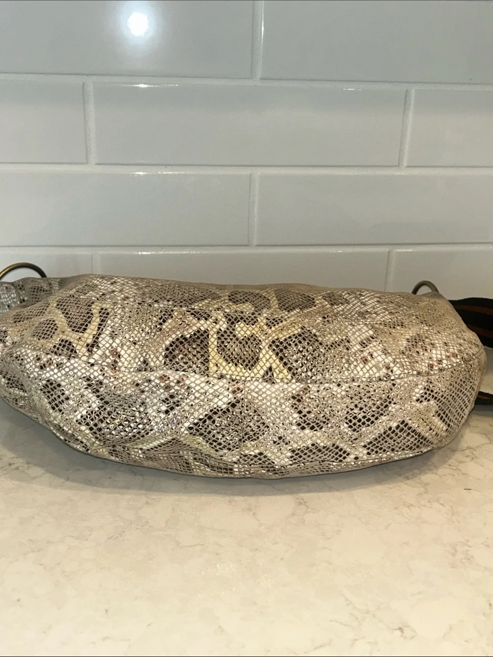 By Anthropologie Snake Print Leather Hobo Bag Shoulder Bag crossbody